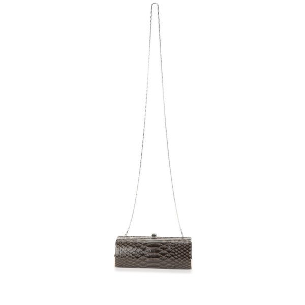 114075 bv Judith Leiber Brown Python Crystal Minaudière