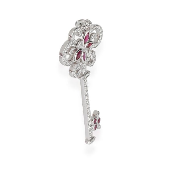 114152 bv Tiffany Co Keys Ruby Diamond Enchant Dragonfly Pendant in Platinum