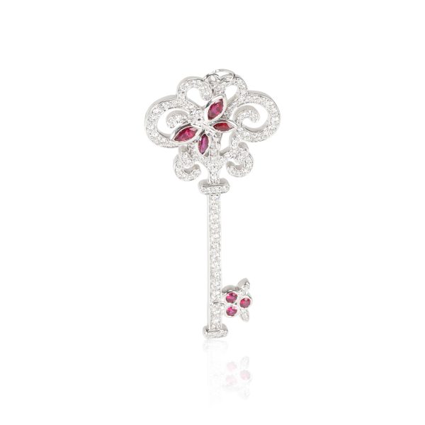 114152 fv Tiffany Co Keys Ruby Diamond Enchant Dragonfly Pendant in Platinum