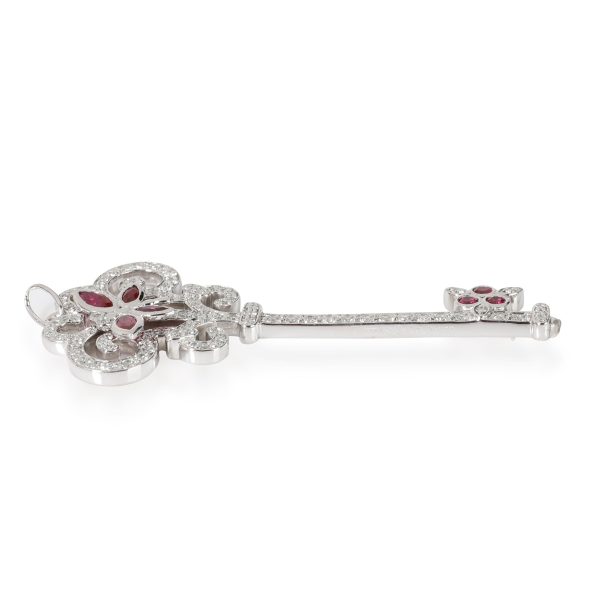 114152 sv Tiffany Co Keys Ruby Diamond Enchant Dragonfly Pendant in Platinum