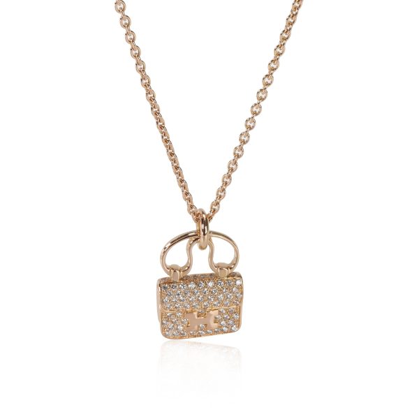 114209 fv Hermès Amulettes Diamond Pendant in 18K Yellow Gold 029 CTW