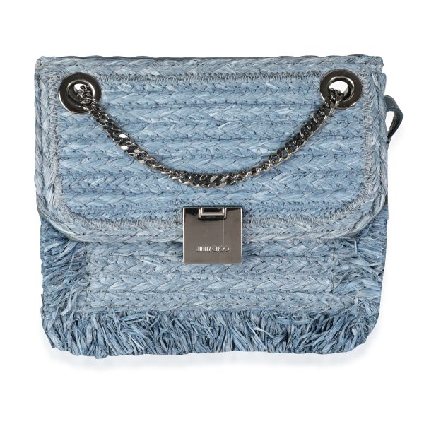 114244 fv Jimmy Choo Dusk Blue Raffia Suede RebelXB Crossbody Bag