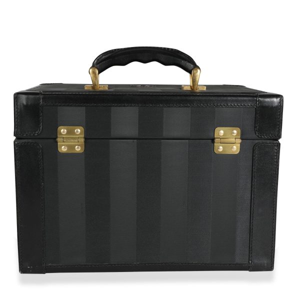 114249 pv Fendi Vintage Black Pequin Smooth Leather Train Case