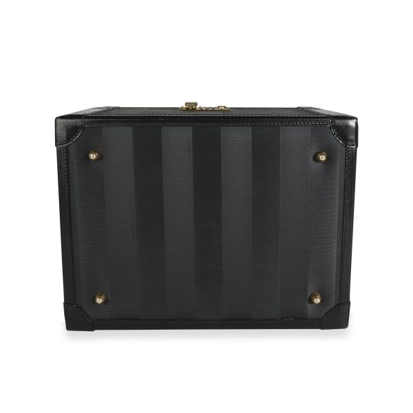 114249 stamp Fendi Vintage Black Pequin Smooth Leather Train Case