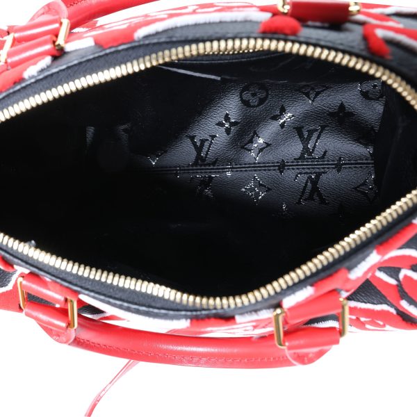 114250 av Louis Vuitton x Urs Fischer Limited Black Red Tufted Monogram Canvas Speedy 25