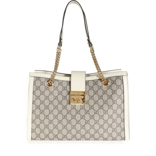 114251 fv 78e83131 9fa5 484d 80b8 c55a6830c9af Gucci GG Supreme Medium Padlock Tote