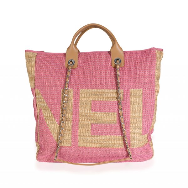 114256 pv f759ddd0 0bd6 438f b4e2 f226811e7314 Chanel Pink Tan Raffia Large Shopping Tote