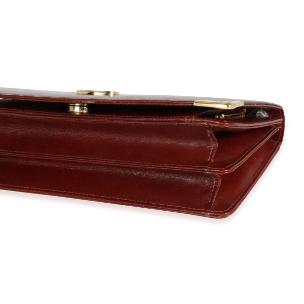 114289 box Gucci Vintage Accessory Collection Burgundy Leather Clutch