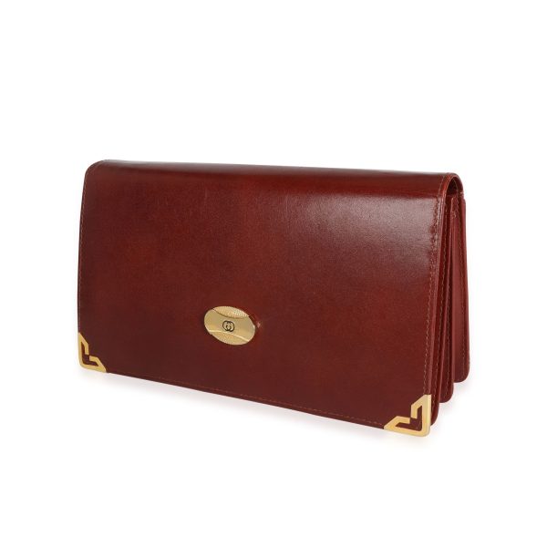 114289 sv Gucci Vintage Accessory Collection Burgundy Leather Clutch