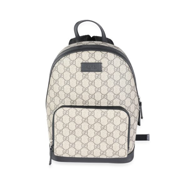 114319 fv eb810728 b251 4200 a7e0 d4216b0de97f Gucci GG Supreme Canvas Black Leather Small Eden Backpack