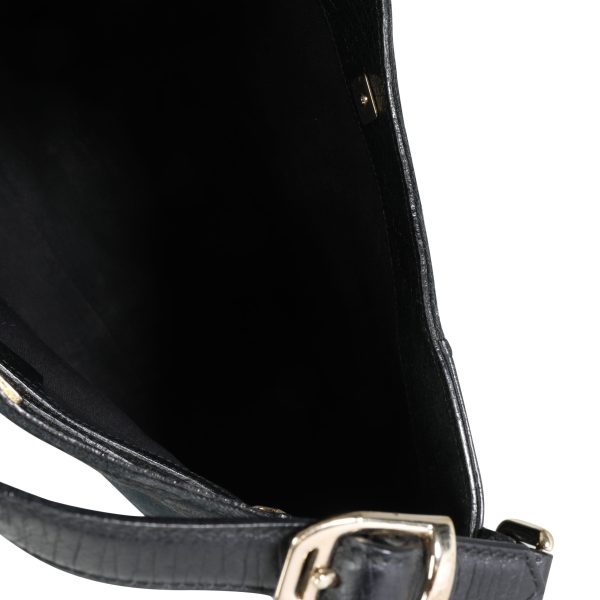 114365 av Gucci Black GG Canvas Web Horsebit Hasler Hobo