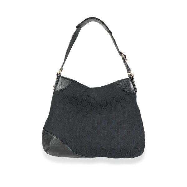 114365 pv Gucci Black GG Canvas Web Horsebit Hasler Hobo