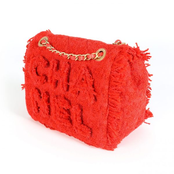 114503 sv c6307eea 38b6 4517 ae25 8290cdf521c3 Chanel Red Frayed Tweed Chanel Flap Bag