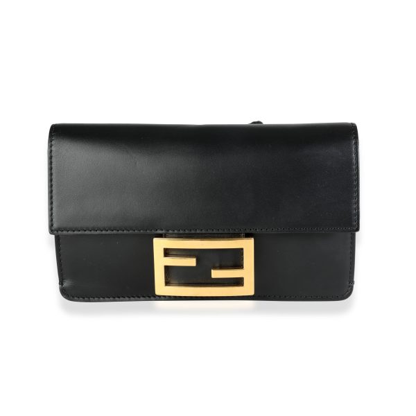 114505 fv b9bd1085 4e74 4d83 982b 1bb7aed7dac8 Fendi Black Calfskin Mini Flat Baguette with Black Strap You Strap