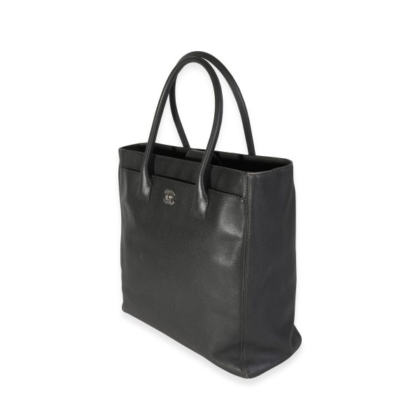 114632 sv Chanel Anthracite Grained Calfskin Leather Tall Cerf Tote