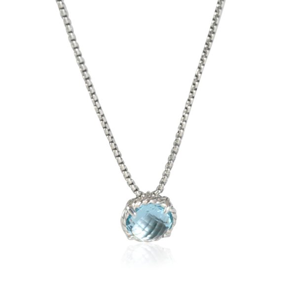 114706 fv David Yurman Chatelaine Blue Topaz Fashion Pendant in Sterling Silver