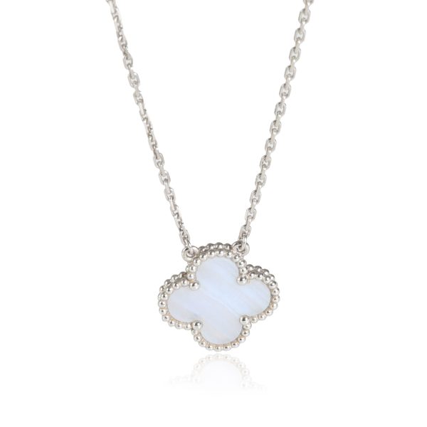 114729 fv Van Cleef Arpels Alhambra Chalcedony Fashion Pendant in 18k White Gold