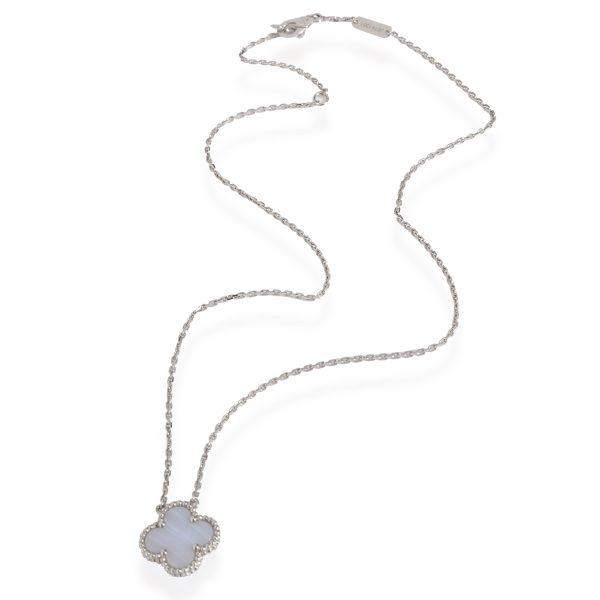 114729 pv Van Cleef Arpels Alhambra Chalcedony Fashion Pendant in 18k White Gold