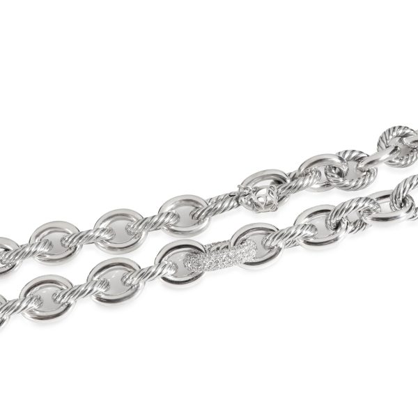 114791 clasp David Yurman Large Oval Link Diamond Necklace in Sterling Silver 080 CTW