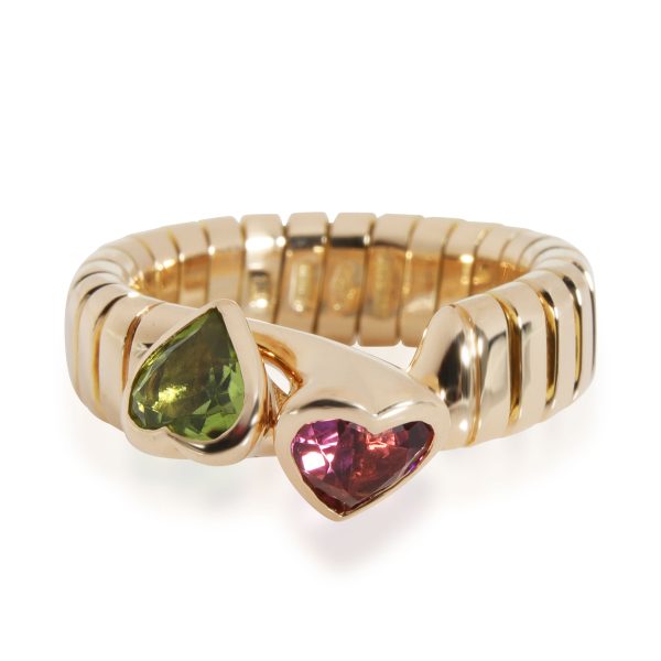 114857 fv 4d8193d2 ab7e 4eb5 9507 4f4786b3e66d BVLGARI Peridot Tourmaline Heart Ring in 18K 18 Karat Yellow Gold