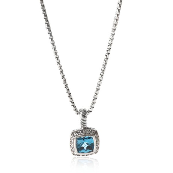 114862 fv David Yurman Petite Albion Topaz Diamond Pendant in Sterling Silver Blue 017