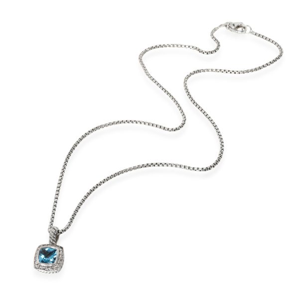 114862 pv David Yurman Petite Albion Topaz Diamond Pendant in Sterling Silver Blue 017