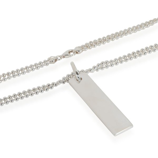 114949 clasp Gucci Tag Pendant on Double Bead Chain in Sterling Silver