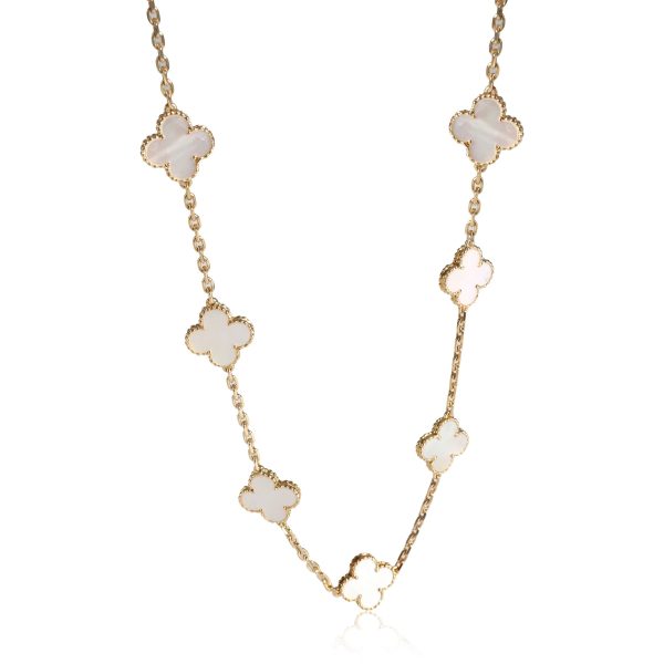 114958 fv e089406f 95ef 4ada 820a f1dd8d5476aa Van Cleef Arpels Alhambra Mother Of Pearl Necklace in 18K 18 Karat Yellow Gold