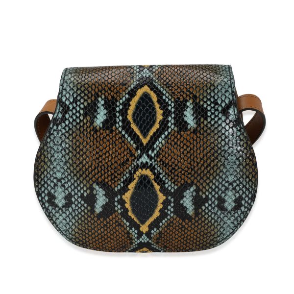 115037 pv 8945056c 1d2e 402d 8e11 8ebb73994f7c Chloe Brown and Teal Python Embossed Calfskin Small Marcie Saddle Bag