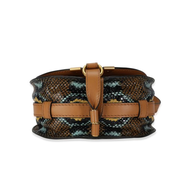 115037 stamp c22415b3 ca75 49fe 9e4b 2d5b4ae9eb68 Chloe Brown and Teal Python Embossed Calfskin Small Marcie Saddle Bag