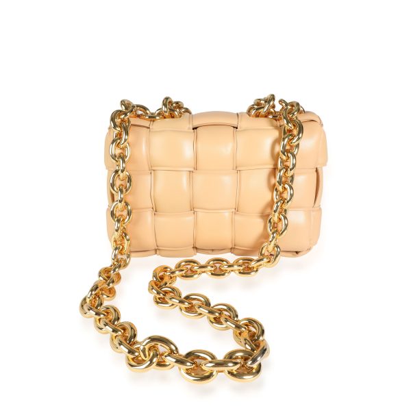 115055 pv Bottega Veneta Almond Maxi Intrecciato Leather Chain Cassette Bag