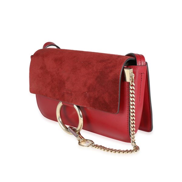 115057 sv 2d64ee91 f05a 47f3 b541 8b959a1c6174 Chloe Red Leather and Suede Small Faye Bag