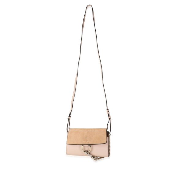 115069 bv Chloe Pale Pink Leather Beige Suede Small Faye Bag