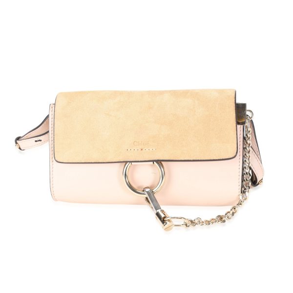 115069 fv Chloe Pale Pink Leather Beige Suede Small Faye Bag