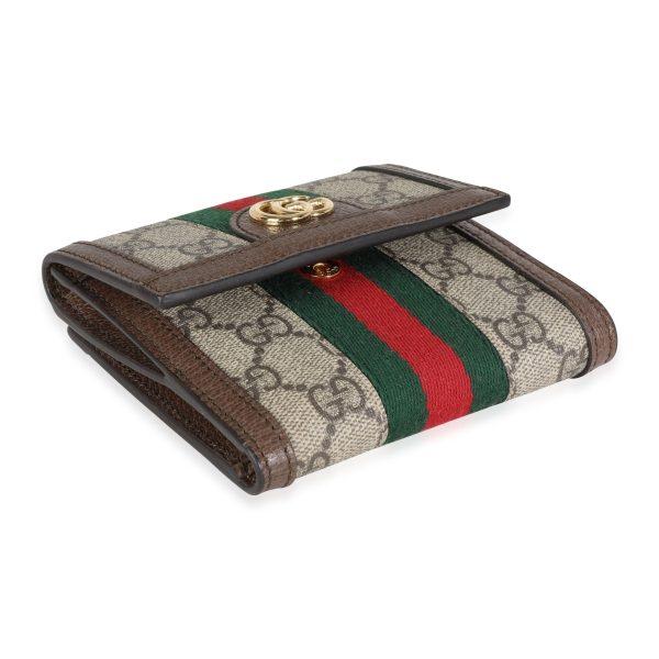 115072 box Gucci GG Supreme Web Ophidia French Flap Wallet