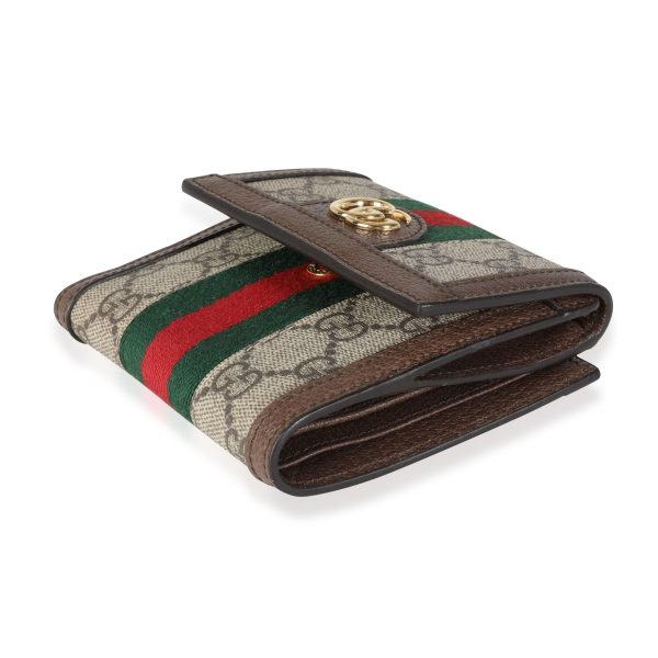 115072 clasp Gucci GG Supreme Web Ophidia French Flap Wallet