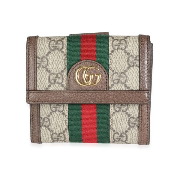 115072 fv Gucci GG Supreme Web Ophidia French Flap Wallet