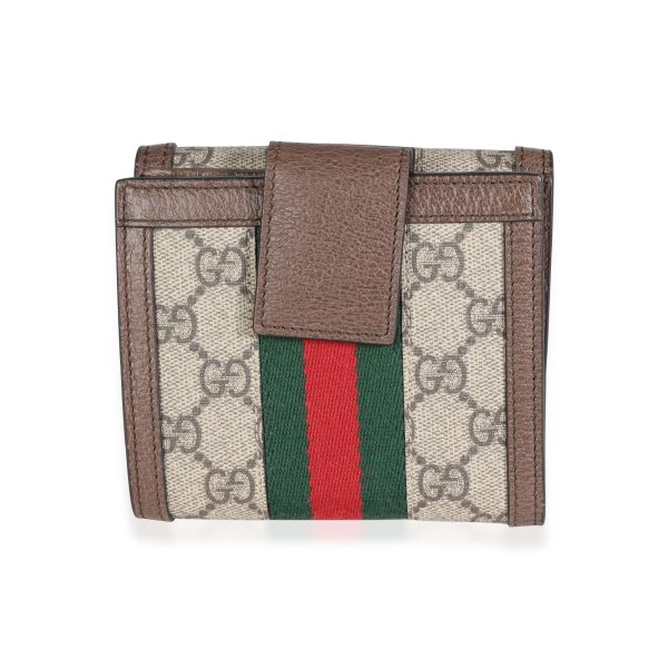 115072 pv Gucci GG Supreme Web Ophidia French Flap Wallet