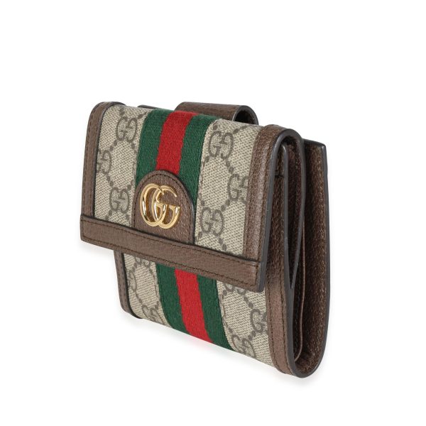 115072 sv Gucci GG Supreme Web Ophidia French Flap Wallet