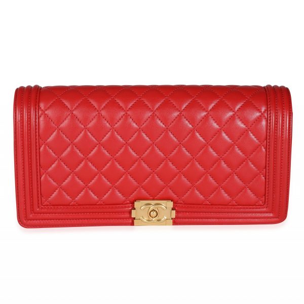 115091 fv be5d05d9 a231 47ef bed7 03dcfd84fc36 Chanel Red Quilted Lambskin Boy Clutch