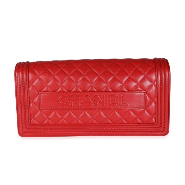 115091 pv 6b7408f1 b81a 497e 821a b4d940528a0c Chanel Red Quilted Lambskin Boy Clutch