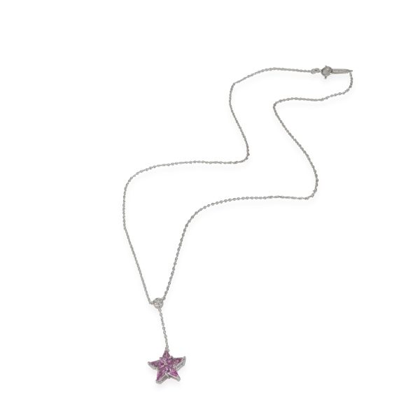 115186 pv 2878f990 9809 4ba0 b587 ae0e00739318 Tiffany Co Pink Sapphire Diamond 5 Point Star Necklace in Platinum 01 Ctw