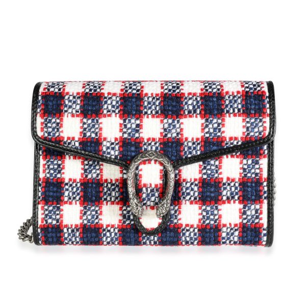 115208 fv Gucci White Marine Hibiscus Red Tweed Mini Dionysus Chain Wallet