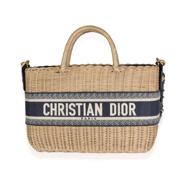 115247 fv Dior Oblique Jacquard Wicker Basket Bag