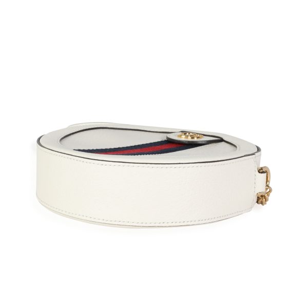 115331 clasp c76096fd 9474 4ab1 a992 123dba7cbc3c Gucci White Leather Web Round Ophidia Mini Bag