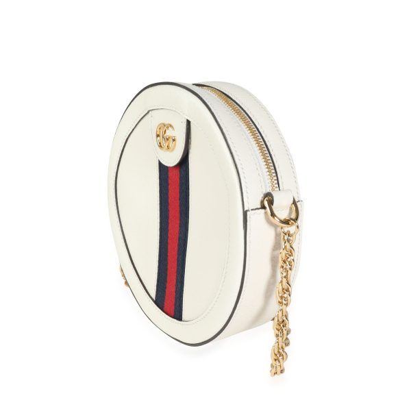 115331 sv 34b5ac37 955a 489b ade3 a623ad3d4279 Gucci White Leather Web Round Ophidia Mini Bag