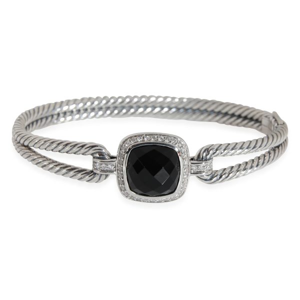 115346 fv David Yurman Albion Onyx Diamond Bracelet in Sterling Silver Black 026 CTW