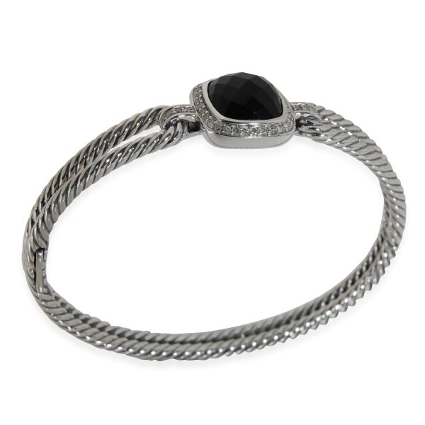 115346 pv David Yurman Albion Onyx Diamond Bracelet in Sterling Silver Black 026 CTW