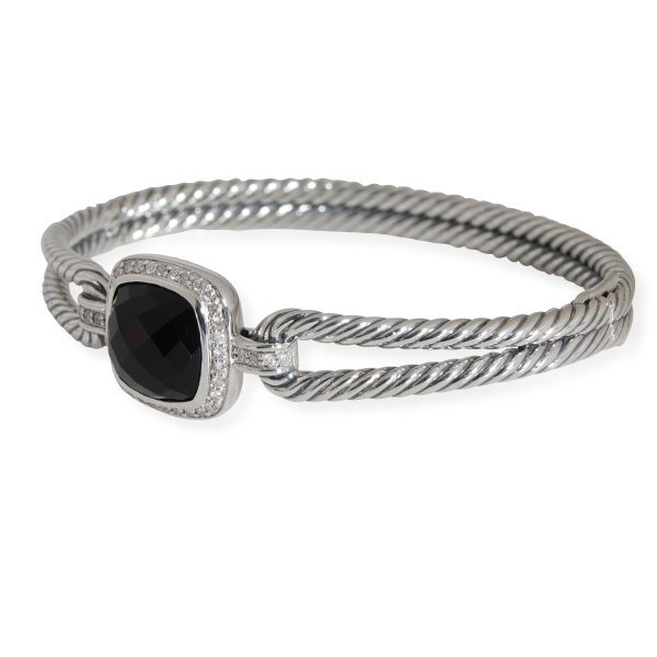 115346 sv David Yurman Albion Onyx Diamond Bracelet in Sterling Silver Black 026 CTW