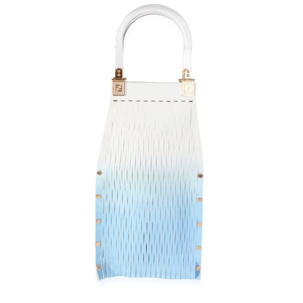 115375 fv 59ff0963 9549 4875 b237 9357429b235f Fendi Blue Gradient Laser Cut Patent Suede Sunny Top Handle Bag